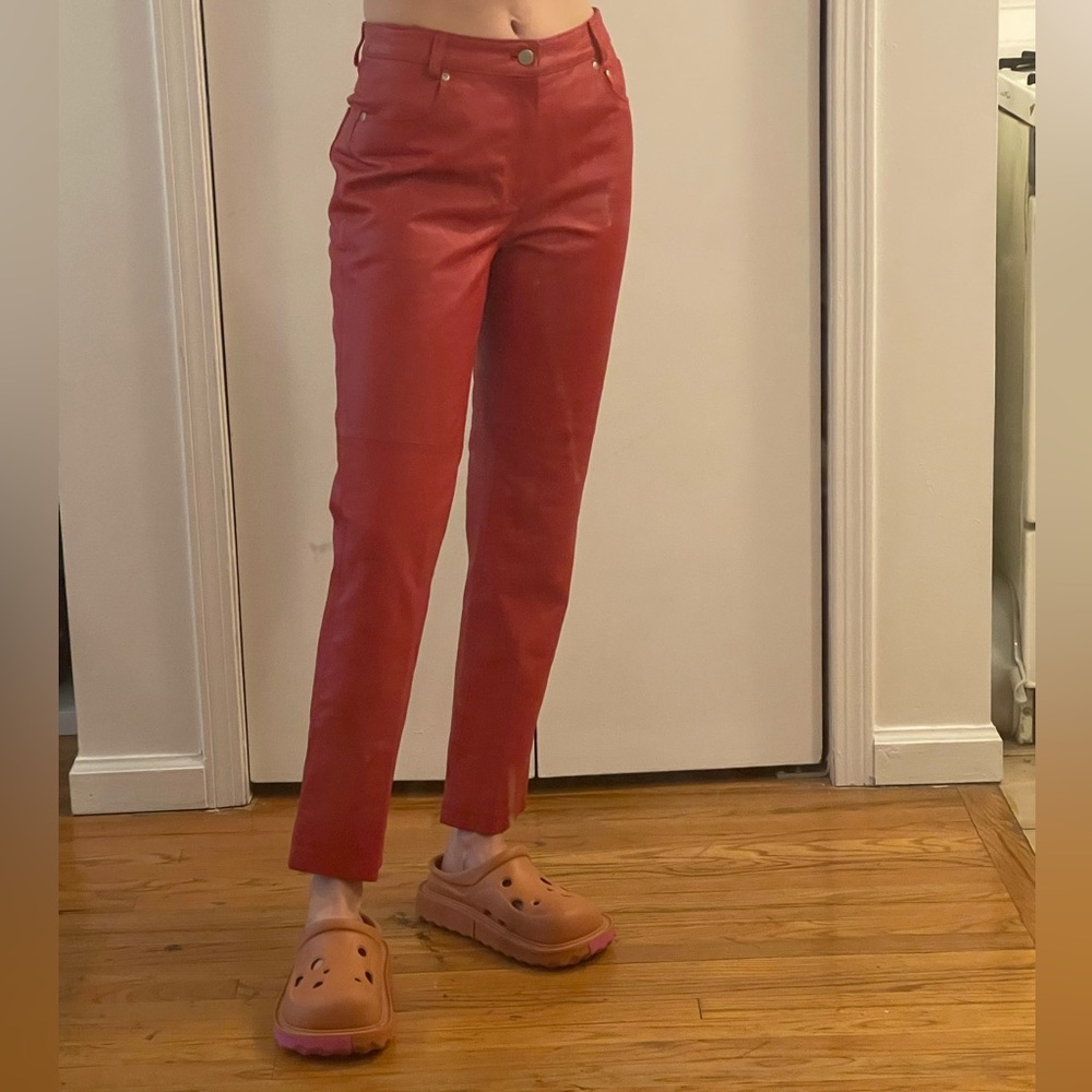 Jeanology Red leather pants size 10P great condition